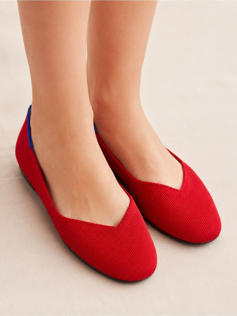 Rothy’s Red Knit Round Toe Flats Women’s Size 8